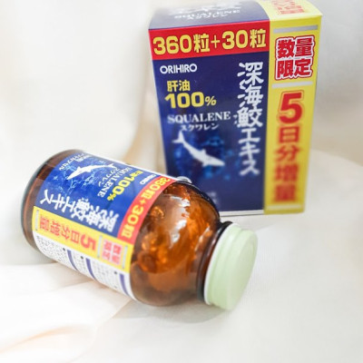Viên Uống Sụn Vi Cá Mập Orihiro Squalene 360 Viên Nhật Bản, Viên Dầu Gan Cá Mập Hỗ Trợ Xương Khớp