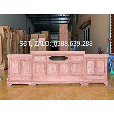 Tủ kệ tivi mõ lồi gỗ hương đá