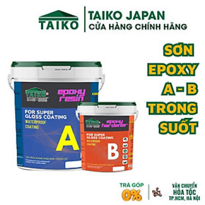 Set 18 Kg Keo Chống Thấm TAIKOMI Epoxy - Chống Thấm A/B Trong Suốt 2 Thành Phần, Sử Lý Chống Thấm Mặt Sàn Nhà Vệ Sinh,Gạch Men, Sàn Ốp Lát