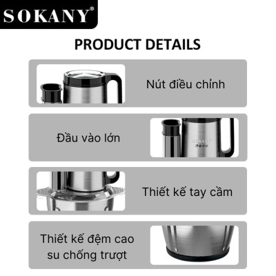 Máy xay đa năng 6in1 SOKANY SK-06019 dung tích 3L tích hợp xay, ép, cắt, thái vô cùng tiện lợi - HÀNG CHÍNH HÃNG