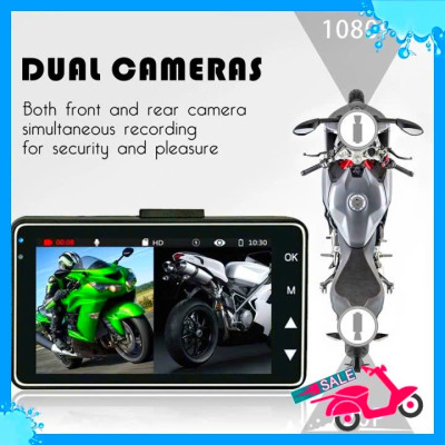 Camera Hành Trình Xe Máy 2 Mắt FHD 1080P MH IPS 3.0 Inch IP68/Night Vision/32GB - Ghi Hình Cùng Lúc Trước Và Sau Xe