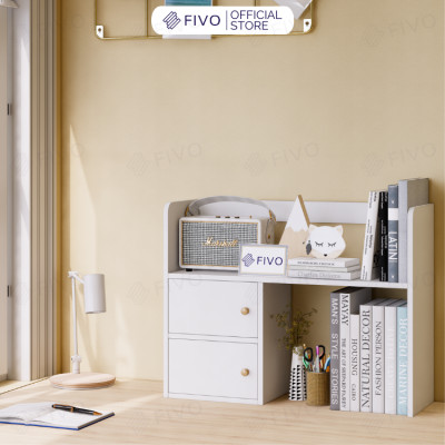 Kệ Gỗ Để Bàn FB21 FIVO Cao Cấp Màu Trắng Và Xám , Dùng Decor Bàn Học, Văn Phòng, Đa Dạng Mẫu Mã Và Màu Sắc