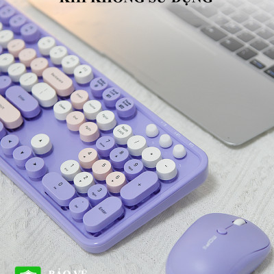 Bàn phím và chuột MOFII SWEET DM kết nối bằng chip USB 2.4G và BLUETOOTH với thiết kế nút tròn và màu sắc vô cùng dễ thương - Hàng Chính Hãng