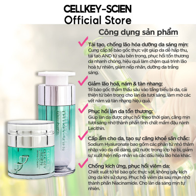 Bộ Dưỡng Trắng Da Tế Bào Gốc Hàn Quốc Cấp Ẩm Xóa Nhăn Phục Hồi Trẻ Hoá Da Và Chống Lão Hoá Cellkey-Scien Repair System White Set (60ml)