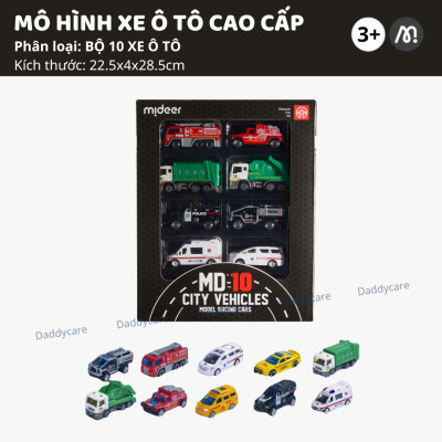 Ô tô đồ chơi mô hình cao cấp Mini Alloy Racing Cars Mideer set xe hơi cảnh sát, xe tải cho bé trai