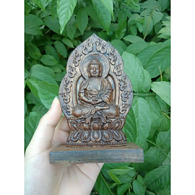 Tượng phật A Di Đà phong thủy gỗ trầm hương sánh chìm cầu may mắn, sức khoẻ và tài lộc để bàn làm việc, taplo xe ô tô