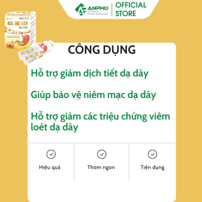 Gel dạ dày An Phú (Nano Curcumin) Giảm Đau nhanh, Giảm Viêm loét, Trào ngược dạ dày, Bảo vệ niêm mạc (Hộp 20 gói x 10ml)