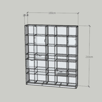 HAPPY FURNITURE , ALVA - Kệ sách 3 cửa mở 2 ngăn kéo, KSA_072 , 180cm x 28cm x 210cm DxRxC