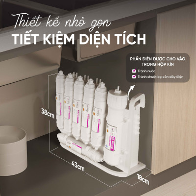 [Miễn phí vận chuyển & lắp đặt] Máy lọc nước để gầm 10 lõi lọc, nhỏ gọn bề ngang chỉ 18cm. Hàng chính hãng Mutosi MP-U1368