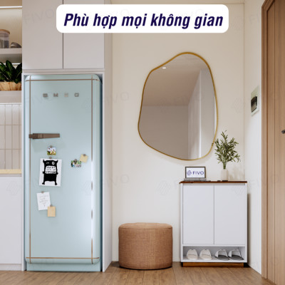 Kệ Để Giày Dép Gỗ Lõi Xanh Chống Ẩm FIVO FS54 Màu Walnut Phối Trắng, Ngăn Tủ Điều Chỉnh Linh Hoạt, Tấm Lưng Thoáng Khí