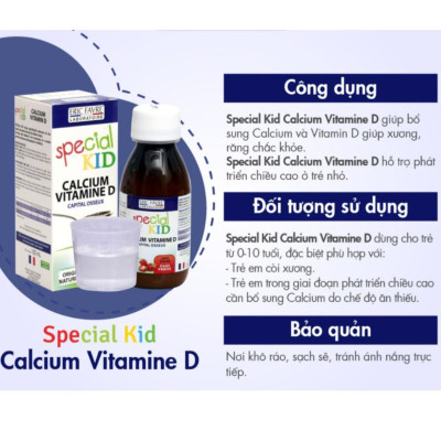 [HSD 12.2025] Special Kid Calcium Vitamine D - Siro hỗ trợ tăng chiều cao,bổ sung Canxi và Vitamin D - 125ml Vị Dâu - Hàng Chính Hãng