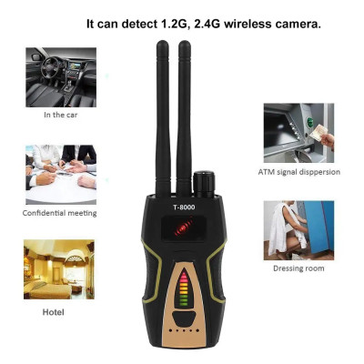 ROGTZ - Máy Phát Hiện Camera Mini, Thiết Bị Nghe Trôm, Định Vị G.P.S T-8000 RF Detector - Hàng Chính Hãng