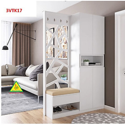 Vách ngăn tủ kệ kiêm tủ giày, vách ngăn phòng khách, nhà bếp 3VTK17 - Nội thất lắp ráp Viễn Đông