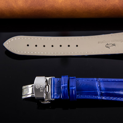 【START】Đồng hồ nam đá Lapis Lazuli tự nhiên đồng hồ kim cương chức năng hiển thị thứ ngày  đồng hồ cơ tự động dây da cá sấu Khóa bướm