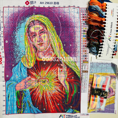 Tranh thêu chữ thập Đức mẹ al29610, kích thước 45 x 60 cm
