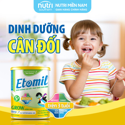 Sữa Etomil 5X Grow hộp 700g - Giúp bé tăng cường phát triển chiều cao (Sữa công thúc cho trẻ em từ 3 tuổi trở lên)