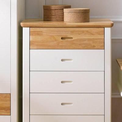 Tủ 5 Ngăn Kéo Vivid Gỗ Tự Nhiên Ibie BSK5VIVR - Trắng (80 x 45 cm)