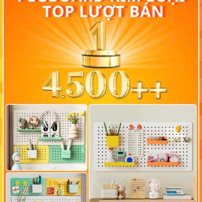Bảng lỗ  Pegboard Dola Home kim loại cao cấp tiện dụng đặt bàn học, bàn làm việc, trang trí decor nhà cửa ngắn nắp