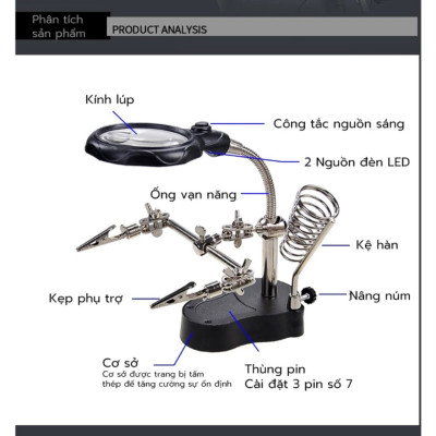 Kính Lúp Kẹp Hàn Mạch Điện Tử Có Đèn LED - Chất Lượng Cao, Rất Chắc Chắn