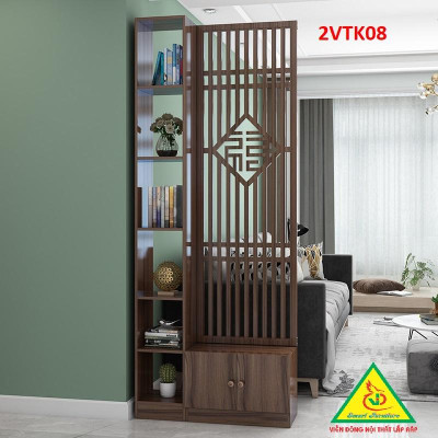 Tủ kệ trang trí kiêm vách ngăn phòng khách , nhà bếp 2VTK08