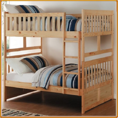 Giường 2 tầng Tundo màu tự nhiên cầu thang treo