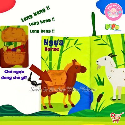 Đồ Chơi Giáo Dục Sớm Sách Vải Tương Tác Song Ngữ - Đoán Đuôi Con Vật - Pipo Vietnam