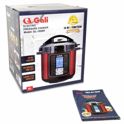 Nồi Áp Suất Điện Gali GL-1606R. Dung tích 6L, nồi đa năng 14 chức năng nấu. Thiết kế hiện đại, nhỏ gọn. Hàng chính hãng bảo hành 24 tháng.