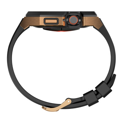 Ốp Case Vỏ Thép Không Gỉ bảo vệ tích hợp dây đeo Fluororubber cho Apple Watch Series 4/5/6/7/8/9/SE1,2 Size 44mm/45mm - Hàng Chính Hãng