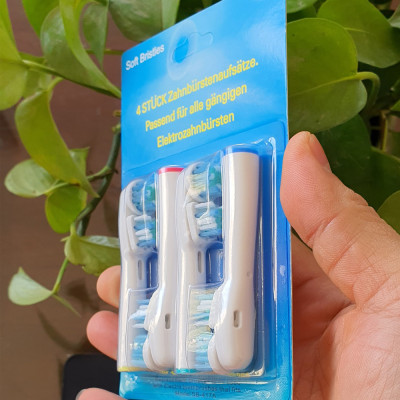 Cho máy Oral B Braun, SB-417A Dual Heads đầu kép, Bộ 4 đầu bàn chải đánh răng điện thay thế , Phá tan mọi mảng bám, làm sạch cao răng, cho răng sáng bóng
