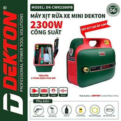 Máy Rửa Xe Dekton DK-CWR2300FB - Công Suất 2300W - Động Cơ Từ Không Chổi Than - Motor 100% Dây Đồng - Bảo Hành 12 Tháng