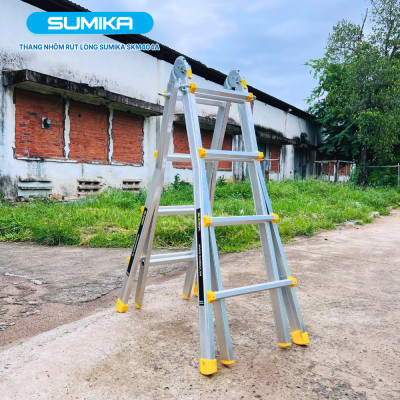 Thang nhôm chữ A rút lồng SUMIKA SKM404A - Chữ A cao nhất 2.2m, chữ I cao nhất 4.6m, tải trọng 300kg