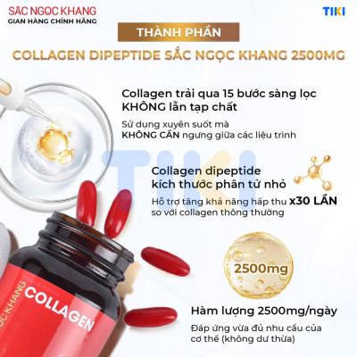 Viên uống đẹp da Collagen Sắc Ngọc Khang 120 viên thế hệ mới giúp sáng da, giảm nếp nhăn - đốm nâu, nuôi dưỡng và làm đẹp da , tóc, móng