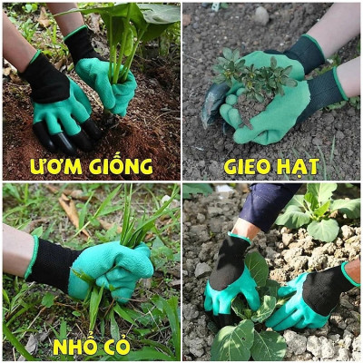 Bao tay làm vườn - Găng tay chuyên dụng làm vườn có móng vuốt, chống thấm nước , Cao su Latex co giãn đàn hồi tốt siêu bền