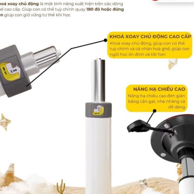 Ghế học sinh chống gù đa năng Juno sofa nâng hạ chiều cao tay gạt CT GV29 có khóa bánh trọng lực, xoay 360 độ