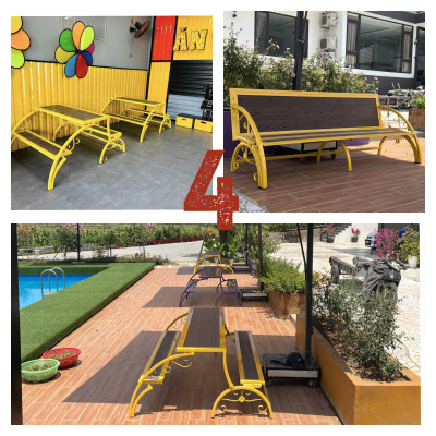 Ghế sân vườn thông minh Juno Sofa mở thành bàn ghế đôi mặt bàn nhựa