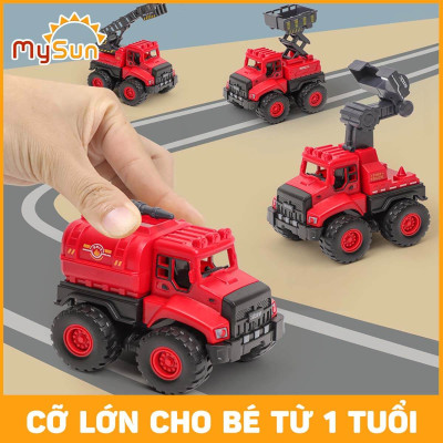 Bộ xe đồ chơi CÔNG TRÌNH cho bé trai mô hình Cần cẩu, Xe Ben, Xe Tải, Trộn bê tông – MySun
