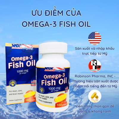 Dầu Cá Omega 3 Mỹ Fish Oil Giúp Bổ Mắt, Não, Tim