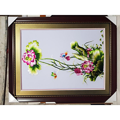 TRANH THÊU TAY TINH XẢO - HOA SEN 