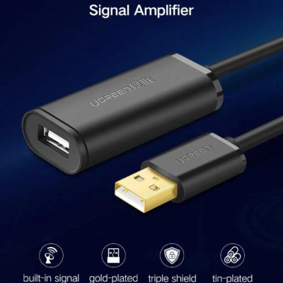Ugreen UG10323US121TK 15M màu Đen Cáp tín hiệu nối dài USB 2.0 có chip khuếch đại cao cấp - HÀNG CHÍNH HÃNG
