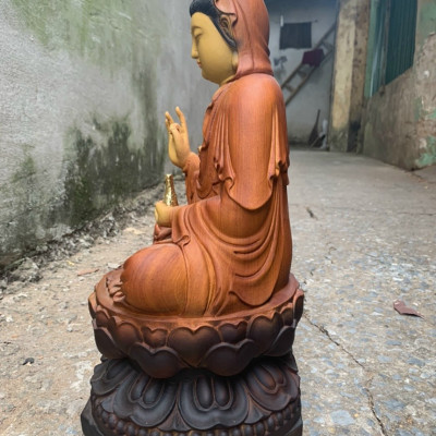 Tượng phật bà quan âm bồ tát bằng gỗ hương kt cao 30×16×15cm
