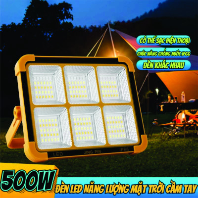 Đèn LED Năng Lượng Mặt Trời Cầm Tay  500W, Đa Năng, Chống Nước, Đổi Màu