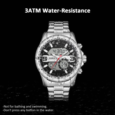 Đồng hồ nam WEIDE WH8502 thạch anh kỹ thuật số chống nước 3ATM phát sáng chống thấm nước - Màu trắng