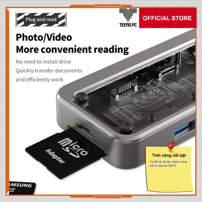 Bộ HUB TEEMO PC Chia 8 Cổng Trong Suốt USB Type C HDMI PD Dùng Cho Laptop Surface Macbook IPad Điện Thoại SW8V Hàng Chính Hãng