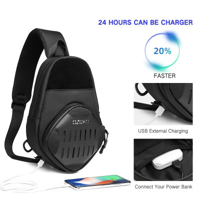 Túi đeo chéo OZUKO chống nước có cổng sạc USB thời trang dành cho nam