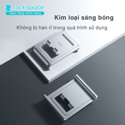 Giá đỡ điện thoại, máy tính bảng thông minh xoay 360 độ Rockspace Metal dùng được 2 mặt chống trượt làm bằng kim loại hàng chính hãng