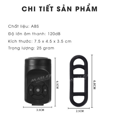 Còi Chuông Xe đạp EH-03 120dB sạc USB có chế độ chống trộm, 4 âm thanh điều chỉnh dung lượng 200mAh pin chờ 180 ngày - Mai Lee