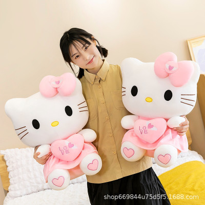 Gấu bông mèo Kitty ôm tim hàng nhập khẩu cao cấp