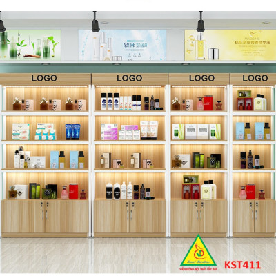 Kệ trưng bày sản phẩm, hàng hóa , kệ trang trí khung sắt mặt gỗ KST411- Nội thất lắp ráp Viễn Đông Adv