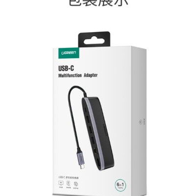 Ugreen UG50989CM222TK Bộ chuyển đổi TYPE C sang 3 USB 3.0 + HDMI + LAN + nguồn TYPE C - HÀNG CHÍNH HÃNG