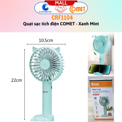 Quạt Sạc Tích Điện Cầm Tay Comet CRF1104 - Công Suất	4W - Dùng Liên Tục 4H - Hàng Chính Hãng - Bảo Hành 12 Tháng